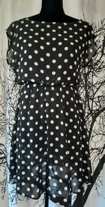 Black & White Polka Dot Blouson Dress